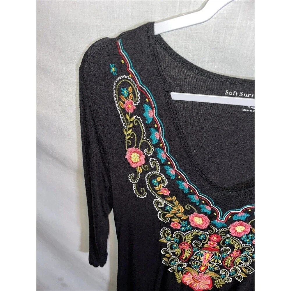 Soft Surroundings Women’s Dressy Tunic Size Small Black Embroideried Going Out